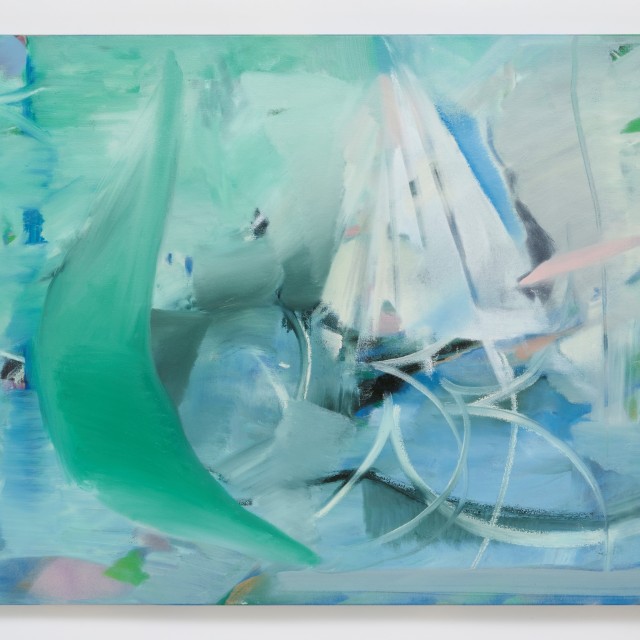 이진희, 첨벙 Splash, Spray Paints, Acrylics and Oil sticks on Canvas, 72.7x90.9cm, 2025