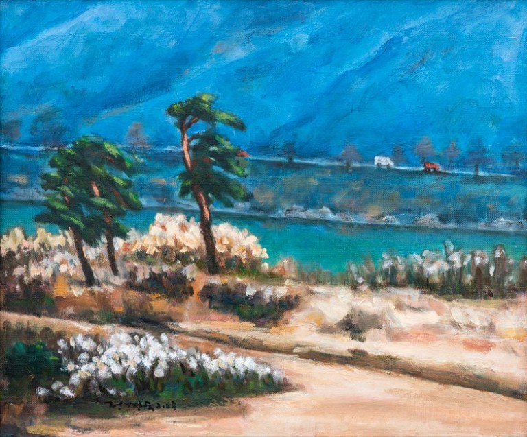 푸른 날의 금강변 31.8×40.9cm Oil on canvas 2025