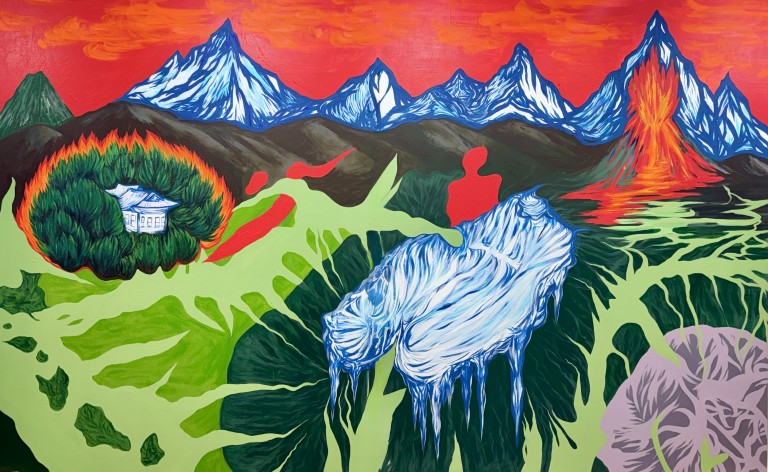 불의 기억, 물의 위로, Acrylic on canvas, 150x230cm, 2026
