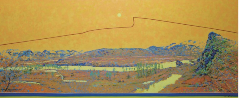 [낮달 - 압록강 기억 - 봄봄봄봄!,빼앗긴 들에도 봄은 오는가ㅣ244x100cmㅣoil on canvasㅣ2026. 사진제공=공립 인제내설악미술관]