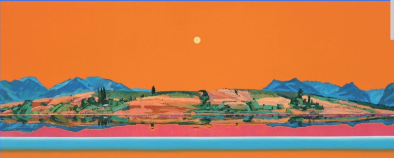 [낮달 - 두고 온 산하 - 압록강 잔물결ㅣ244x100x5cmㅣoil on canvasㅣ2024. 사진제공=공립 인제내설악미술관]